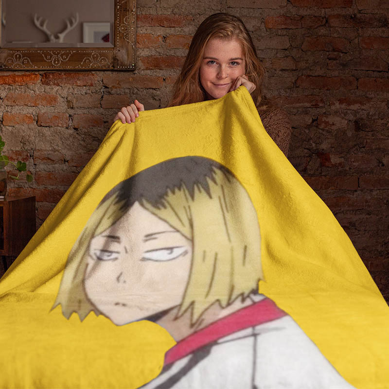 Kenma Kawaii Dull Face Haikyuu Throw Blanket