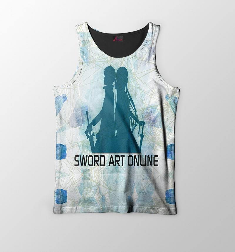 Sword Art Online Kirito Yuuki Premium Paint Splatter Threads SAO Tank Top