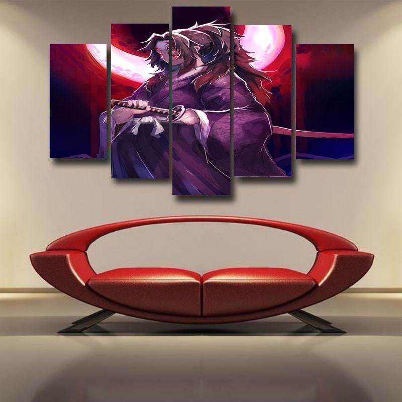 Kokushibou Upper Demon Moon Samurai Demons Demon Slayer Kimetsu no Yaiba 3D Canvas-Demon Slayer-Canvas,Demon Slayer,Demon Slayer Kimetsu no Yaiba,Kokushibou