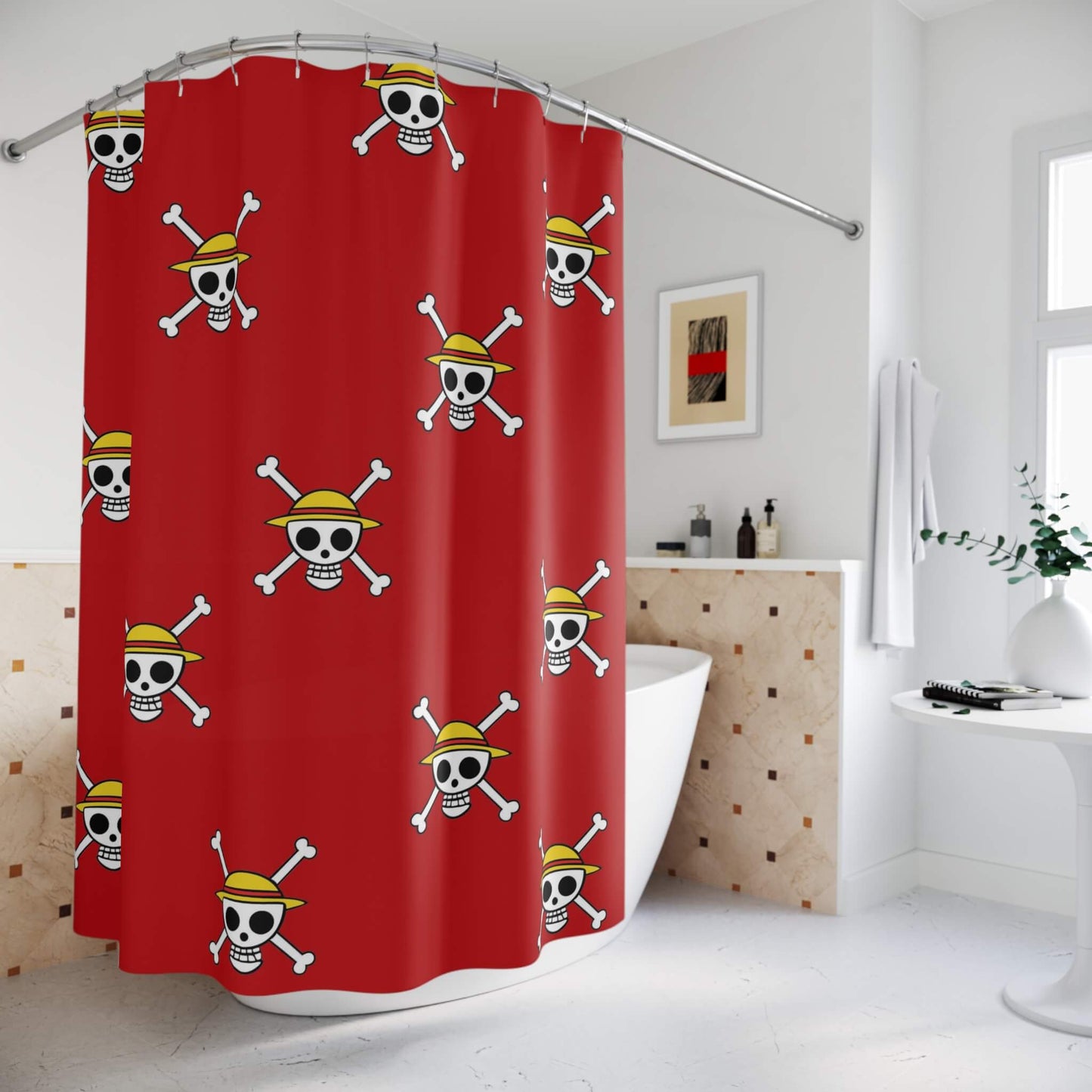 Straw Hat Jolly Roger One Piece Shower Curtains
