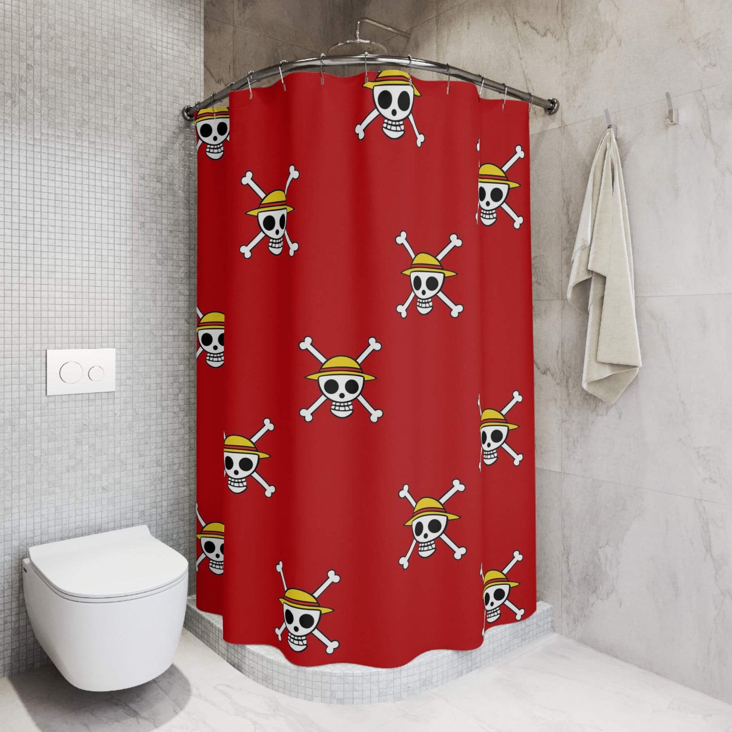 Straw Hat Jolly Roger One Piece Shower Curtains