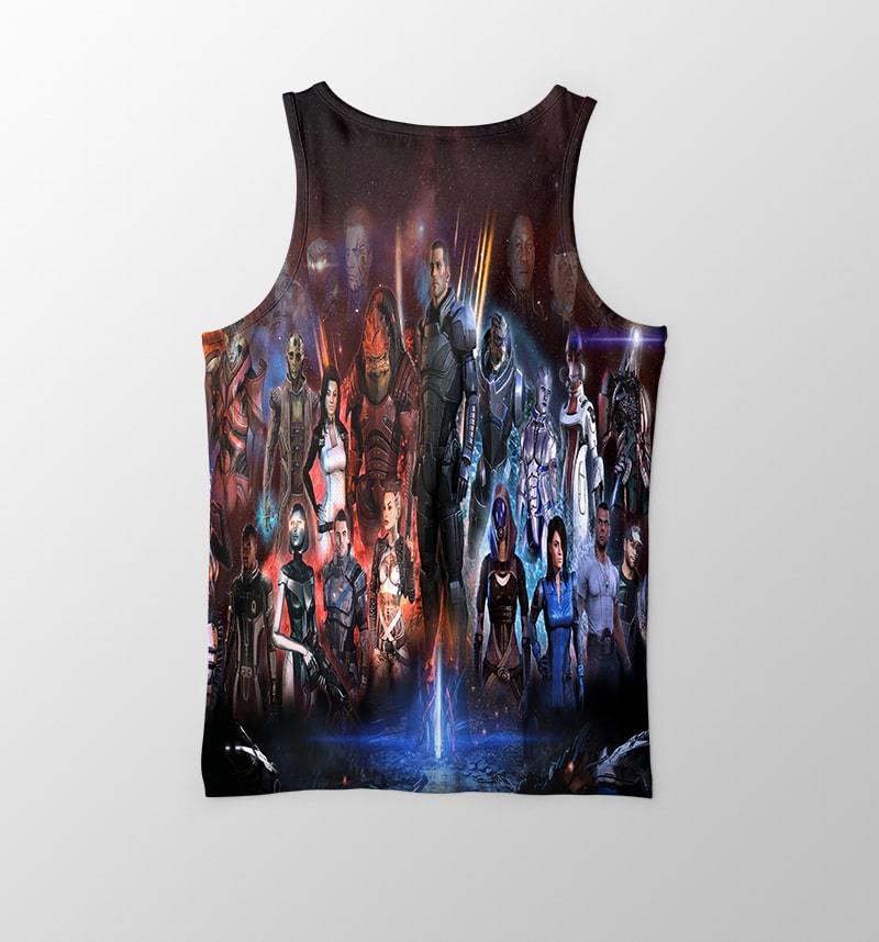 Mass Effect All Characters Embossed Casual Gaming Tank Top