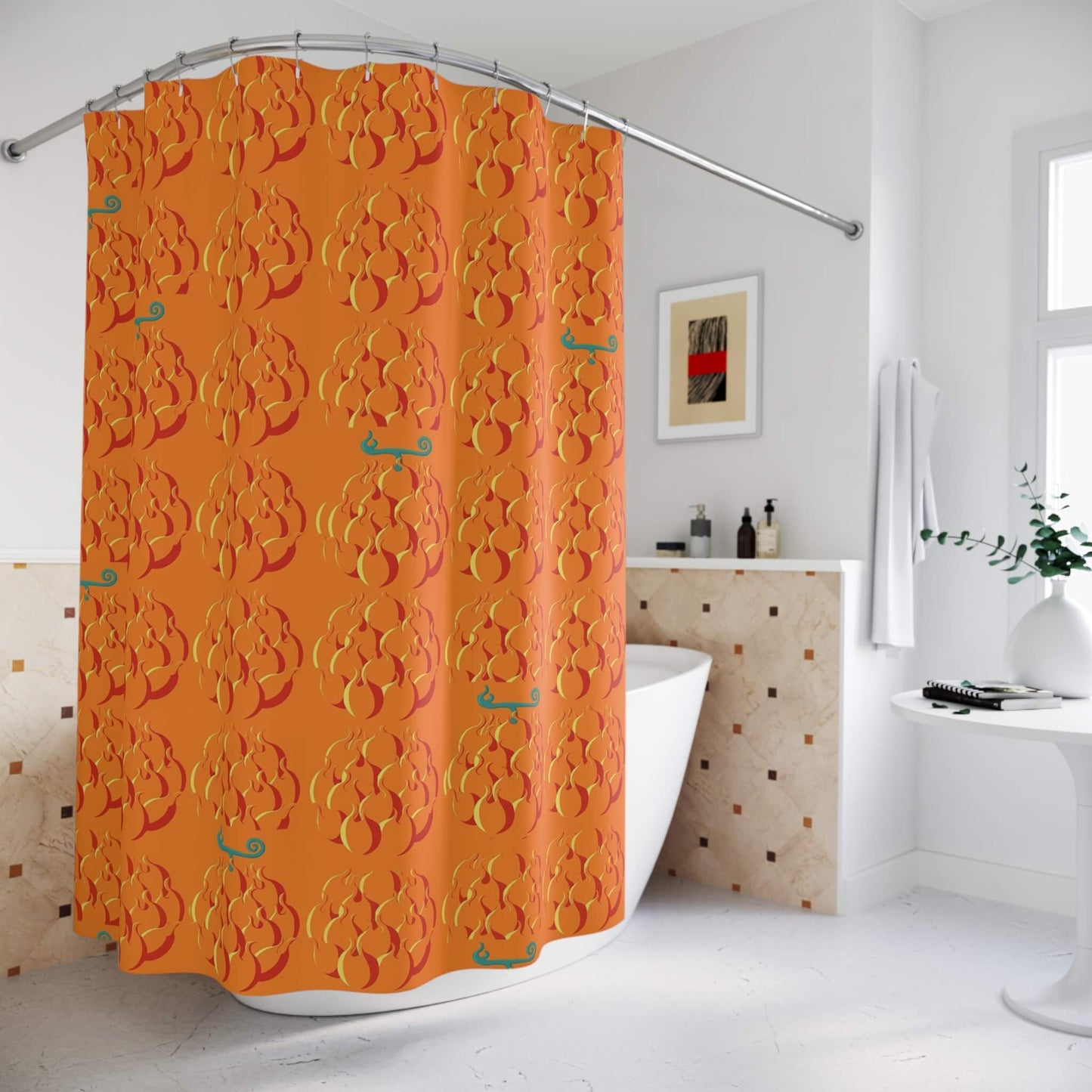 Fire Fist Ace Mera Mera Devil Fruit Pattern One piece Shower Curtains