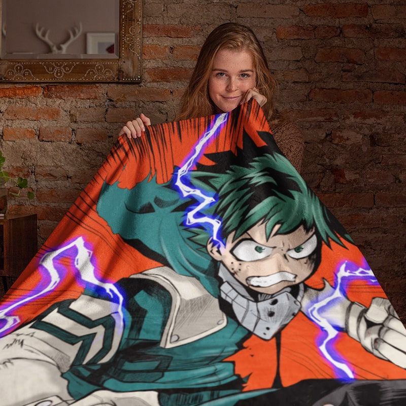 Midoriya Izuku Red Smash All Might Punch My Hero Academia Blanket-My Hero Academia-Blanket,My Hero Academia,My Hero Academia Blanket
