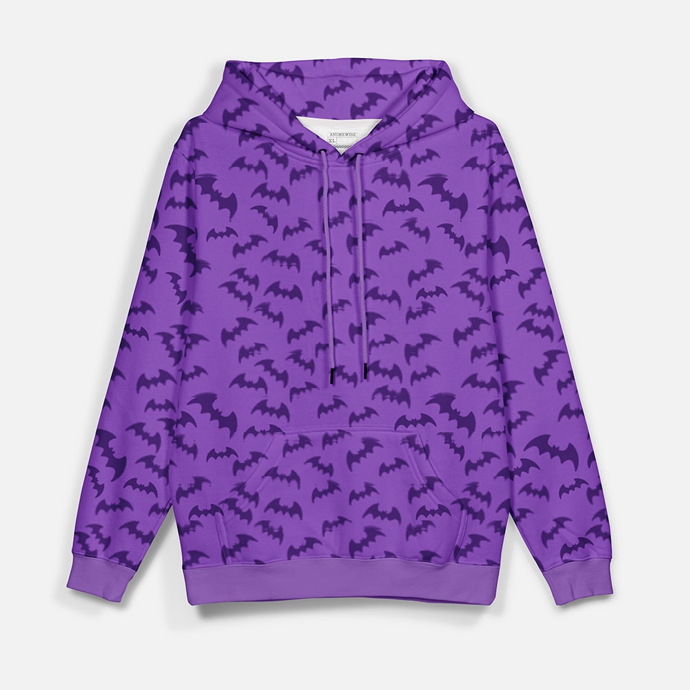 Darkstalkers Morrigan Bats All Over Brushed Pullover Hoodie