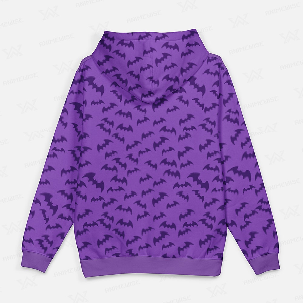Darkstalkers Morrigan Bats All Over Brushed Pullover Hoodie