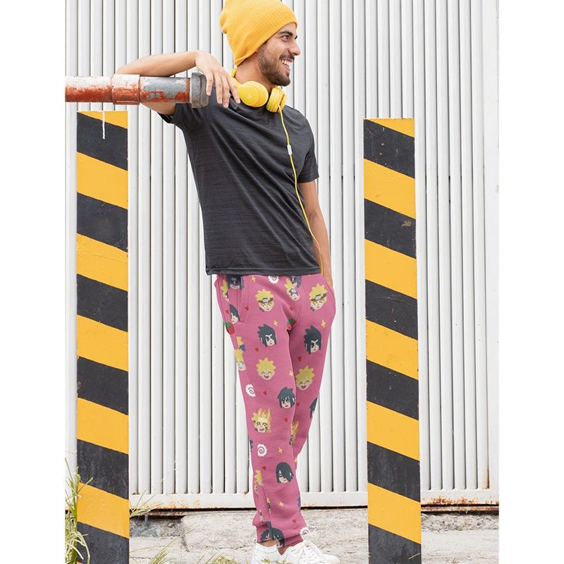 Naruto Sasuke Chibi Art All Over Embossed Sweatpants - Naruto Joggers-Joggers-Activewear,Akatsuki,Joggers,Naruto,Naruto Joggers,Sasuke Uchiha,Sweatpants