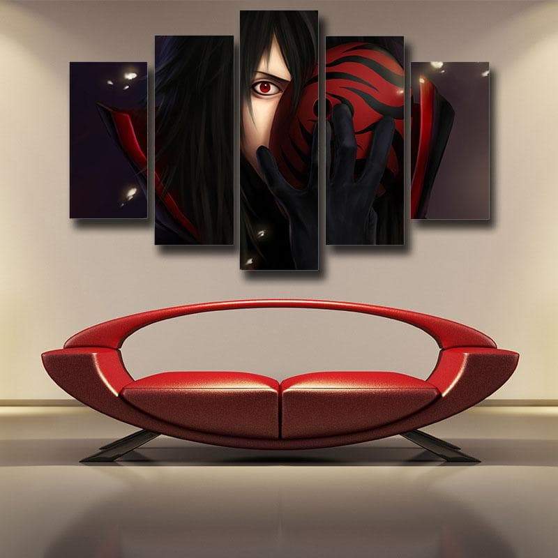 Naruto Cool Madara Mask 3D Printed Naruto Canvas-Naruto-Black,Canvas,Naruto,Red,Uchiha Madara