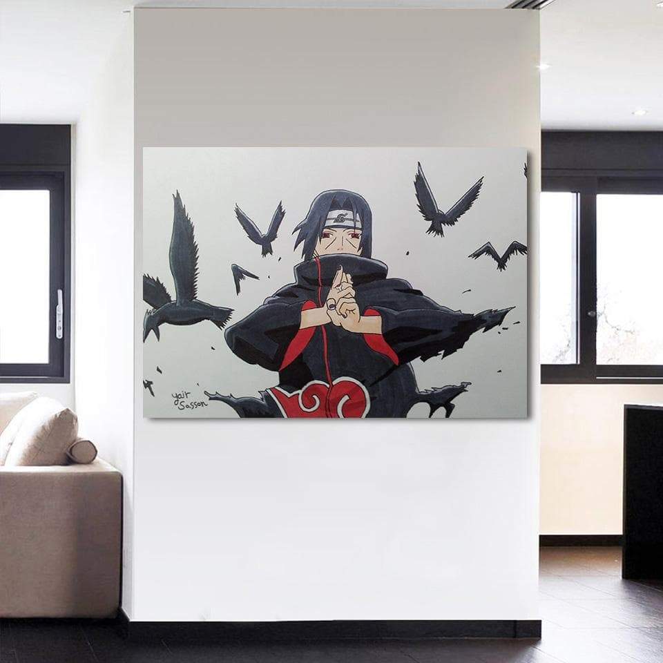 Naruto Itachi Fan-art 3D Printed Naruto Canvas-Naruto-Black,Canvas,Itachi Uchiha,Naruto,Red