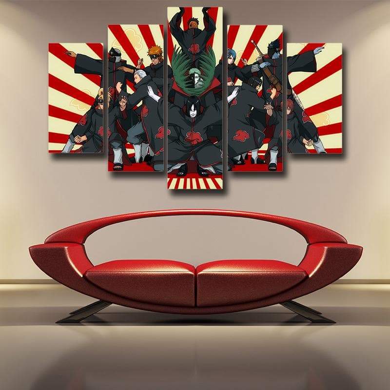 Naruto Team Akatsuki 3D Printed Naruto Canvas-Naruto-Akatsuki,Canvas,Naruto,Red,Yellow