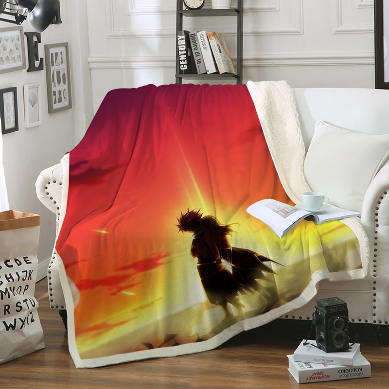 Natsu Dragneel Reversible Embossed Scenery Fairy Tail Blanket