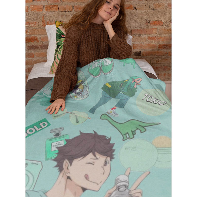 Oikawa Hip Gen Z Look Haikyuu Throw Blanket
