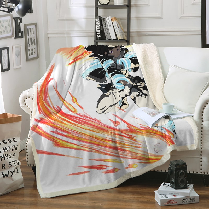 Fire Force Oze Maki Moderen Stitched Blanket