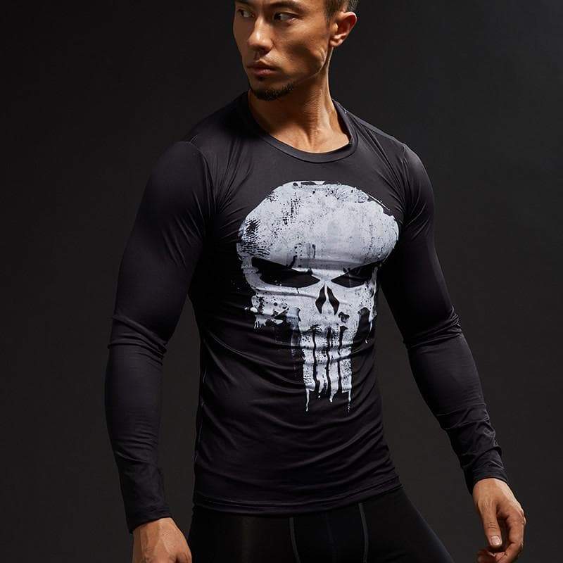 Punisher Black 3D Printed Long Sleeve Shirt