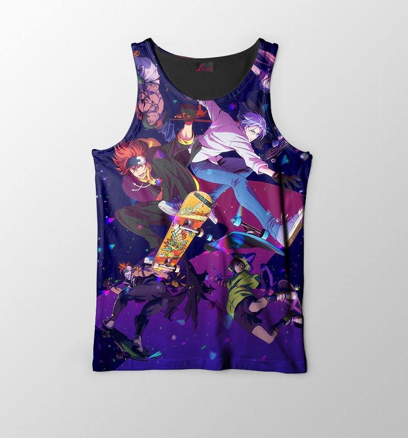 SK8 the Infinity All Cast Skate Racing Embossed Tank Top