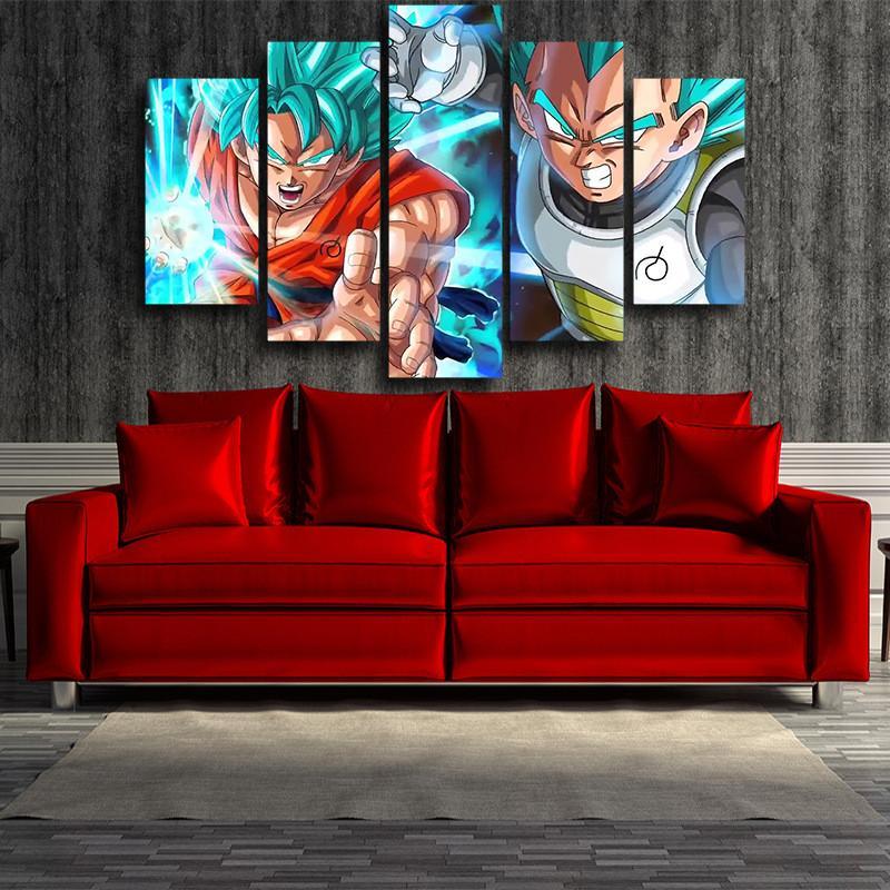 SSJG Blue Goku And Vegeta 3D Printed Goku Canvas