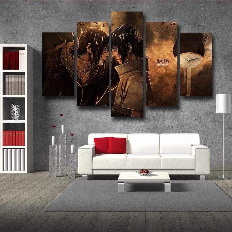Sad Itachi And Sasuke Naruto 3D Printed Naruto Canvas-Naruto-Black,Brown,Canvas,Itachi Uchiha,Naruto
