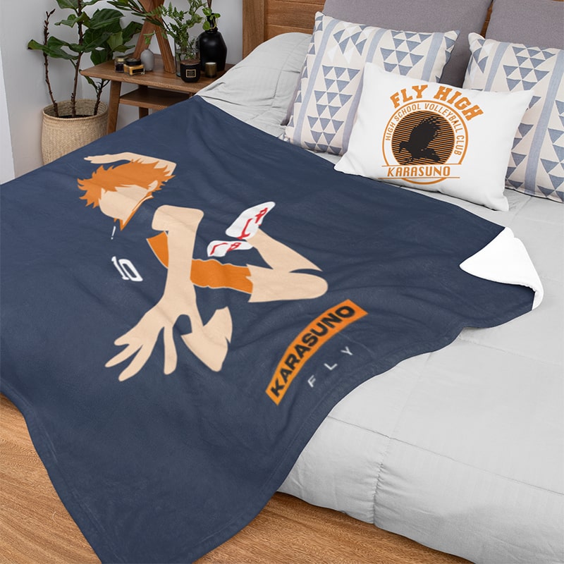 hoyo Hinata Fly High Karasuno Haikyuu Throw Blanket