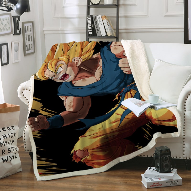 Son Goku Super Saiyan Energy Level Up Dragon Ball Blanket