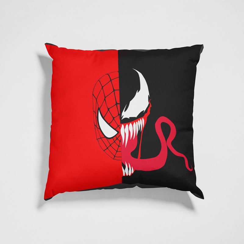 Spiderman Venom Crossover Half Blood Throw Pillow
