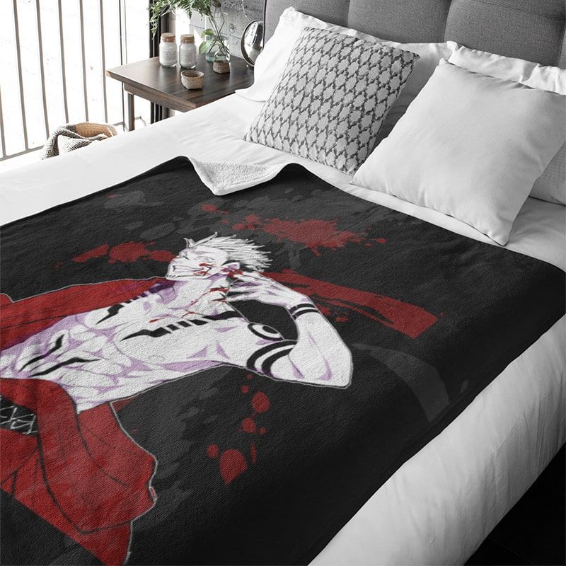 Sukuna Blood Brushed Cool Scary Style Jujutsu Kaisen Blanket-Blanket-Blanket,Jujutsu Kaisen,Sharpa Fleece,Throw Blanket