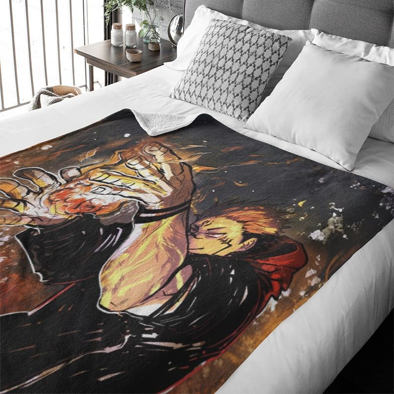 Sukuna The Curse King Itadori Fusion Jujutsu Kaisen Plush Fleece Blanket-Blanket-Blanket,Jujutsu Kaisen,Sharpa Fleece,Throw Blanket