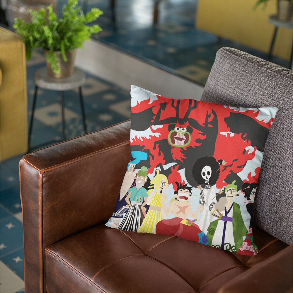 Sumarai Arc One Piece) Abstract Anime Art-min Throw Pillow