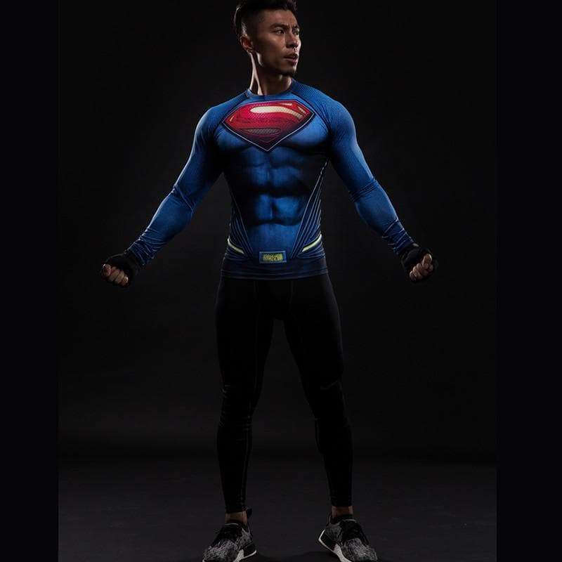 Superman Blue 3D Printed Superman Long Sleeve Shirt - Anime Wise