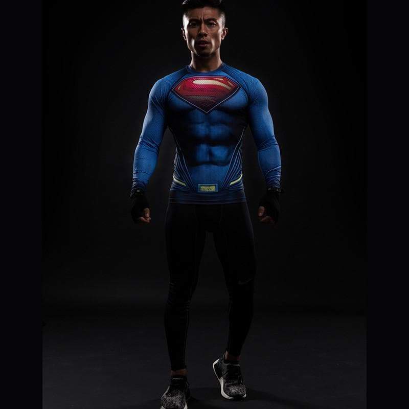 Superman Blue 3D Printed Superman Long Sleeve Shirt - Anime Wise