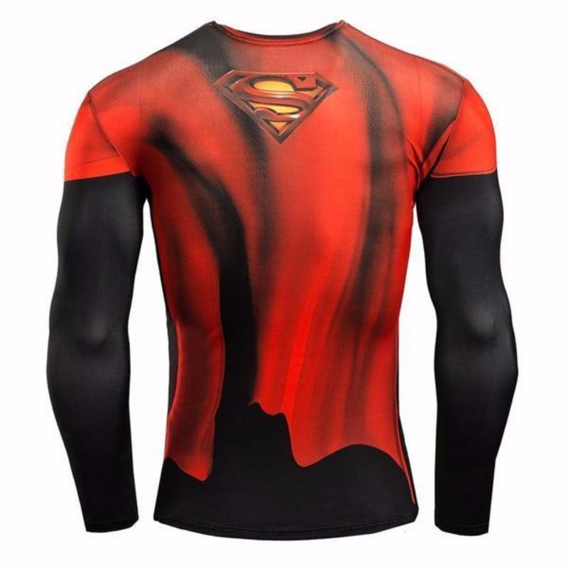 Superman Raging Red & Black 3D Printed Superman Long Sleeve Shirt - Anime Wise
