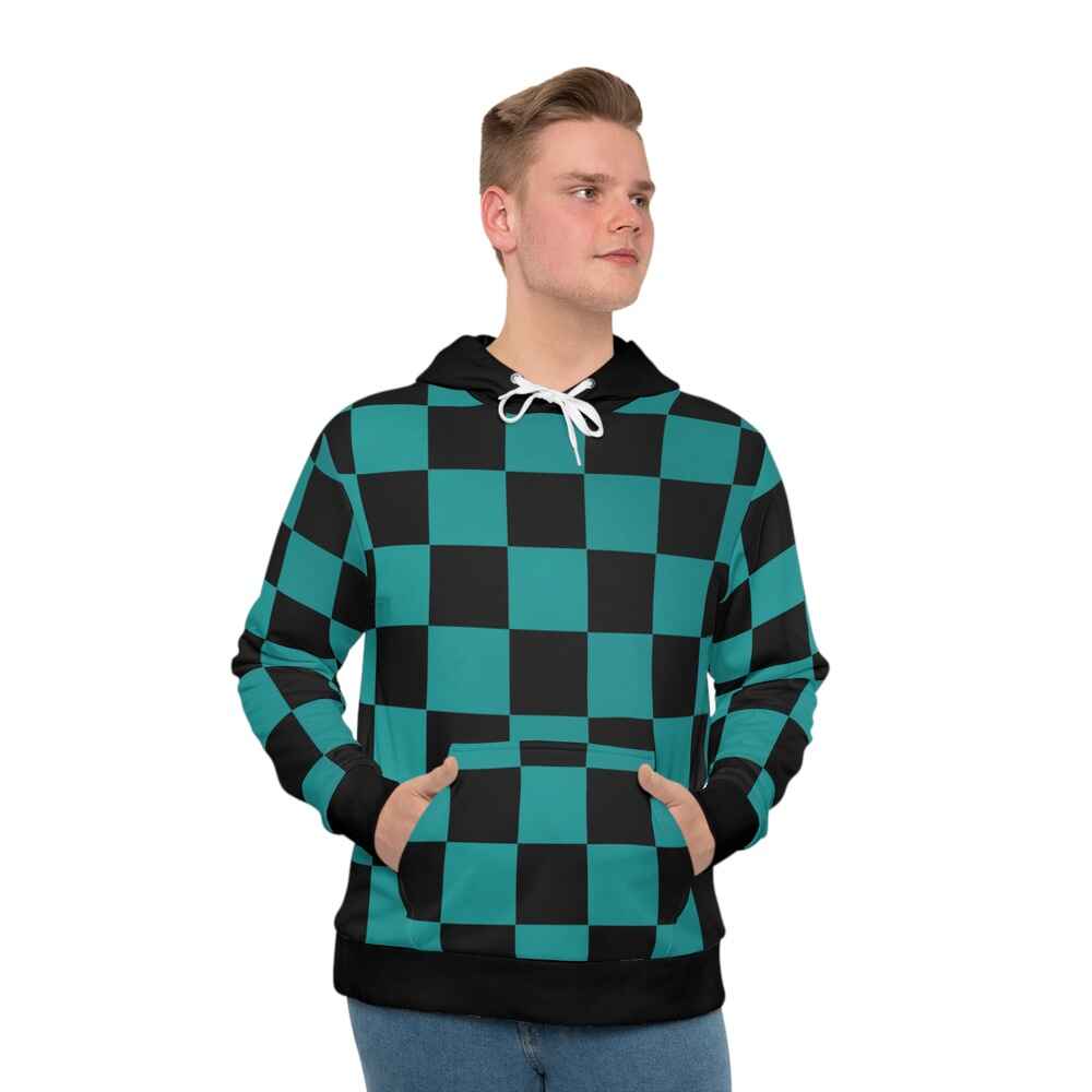Tanjiro Kamado Demon Slayer Classic Anime Check Pattern Pullover Hoodie