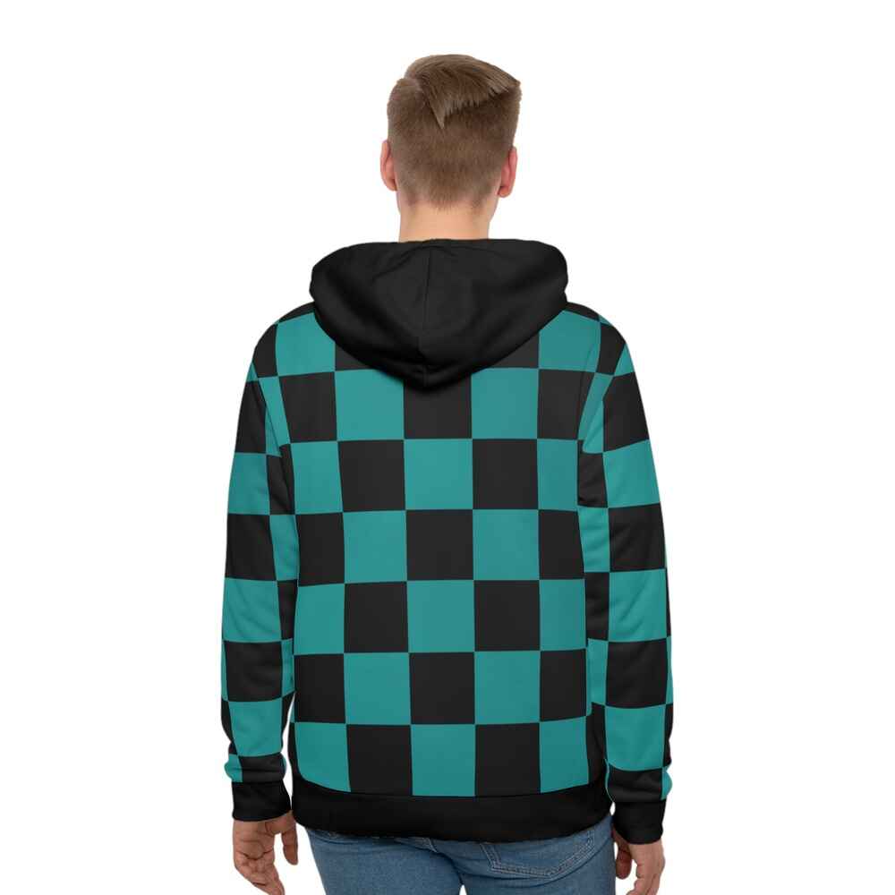 Tanjiro Kamado Demon Slayer Classic Anime Check Pattern Pullover Hoodie
