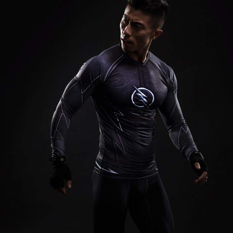 The Flash Cool Black 3D Printed Long Sleeve Shirt