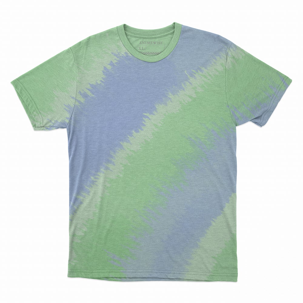Tie-Dye Green Blue Waves Fusion Casual T-Shirt
