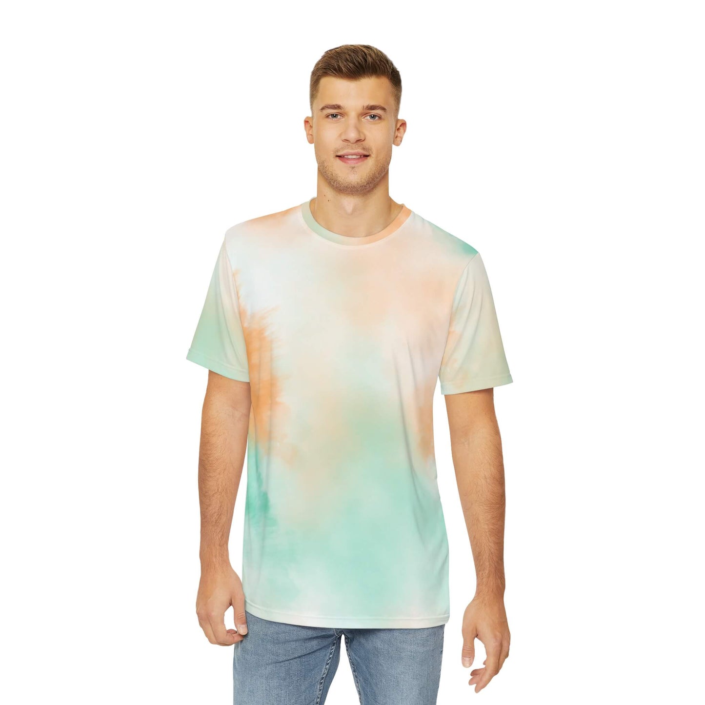 Tie-Dye Peach Green All Over Brushed T-Shirt