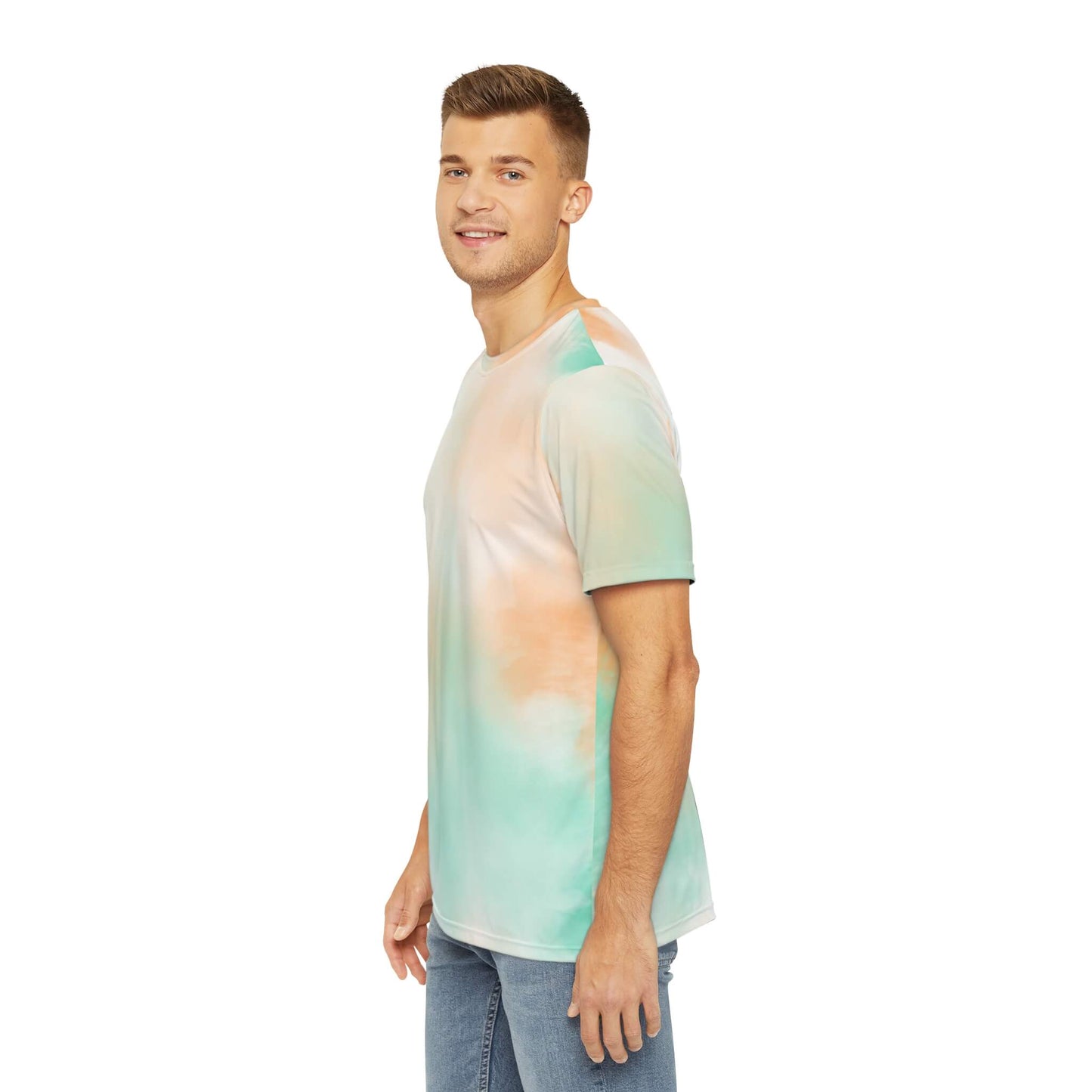 Tie-Dye Peach Green All Over Brushed T-Shirt
