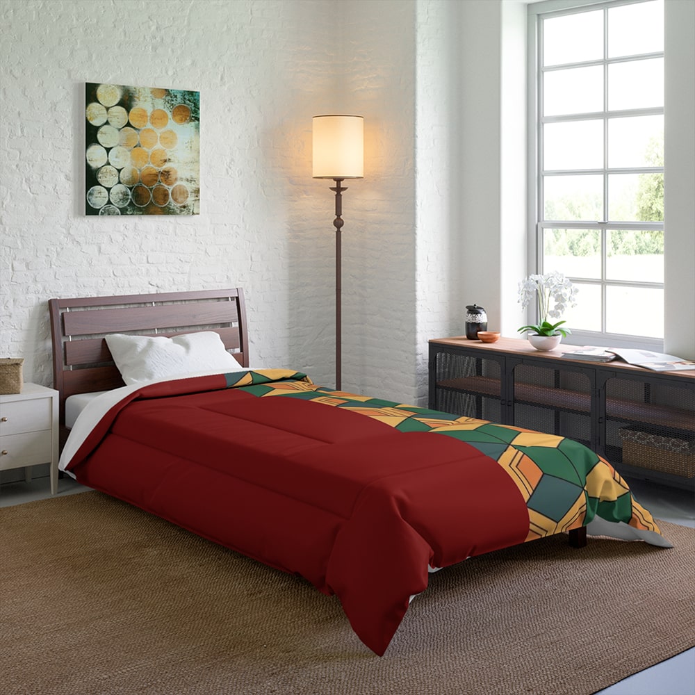 Tomioka Giyu Water Pillar Classic Pattern Demon Slayer Comforter Set Bedding