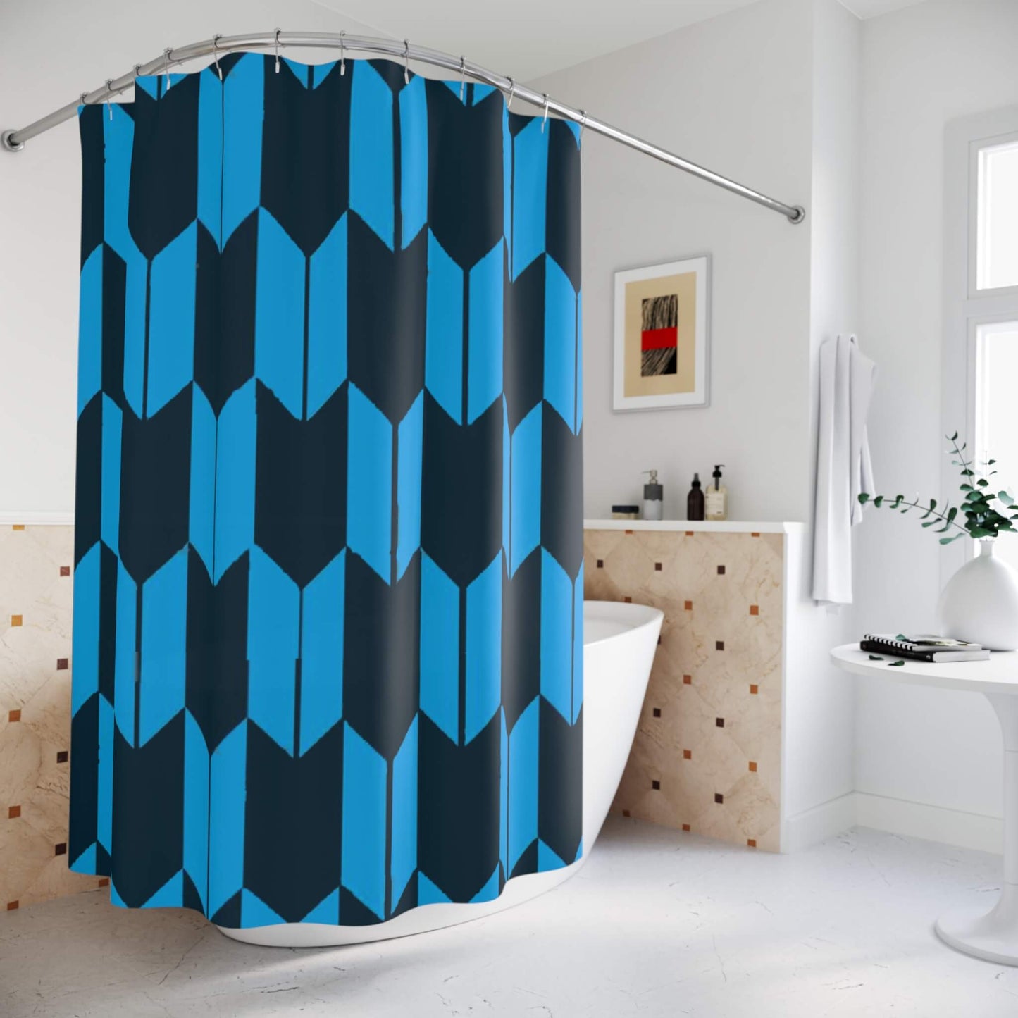 Trapezoid Tessellation Pattern Shower Curtains