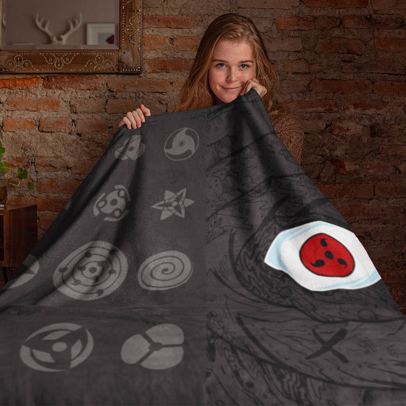 Uchiha Eyes Sharingan Patterns Naruto Throw Blanket-Blanket-Blanket,Itachi Uchiha,Madara Uchiha,Naruto,Naruto Blanket,Naruto Shippuden,Obito Uchiha