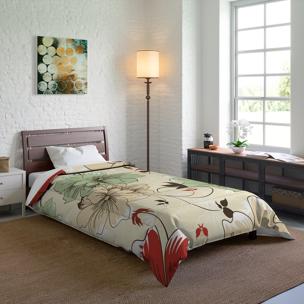 Vintage Floral Double Brushed Comforter Set Bedding