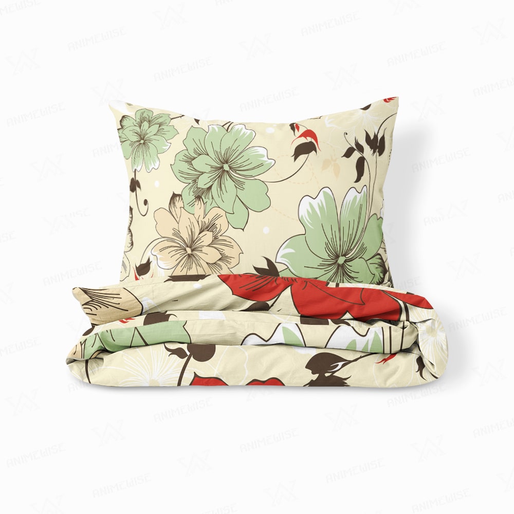 Vintage Floral Double Brushed Comforter Set Bedding