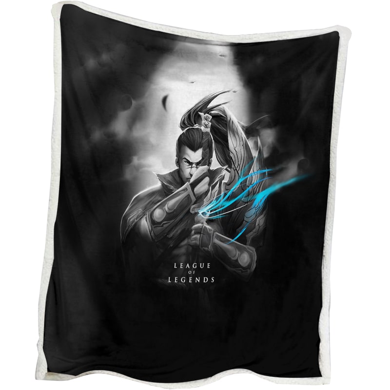 League of Legends Yasuo Katana Dark Brushed Gaming Blanket