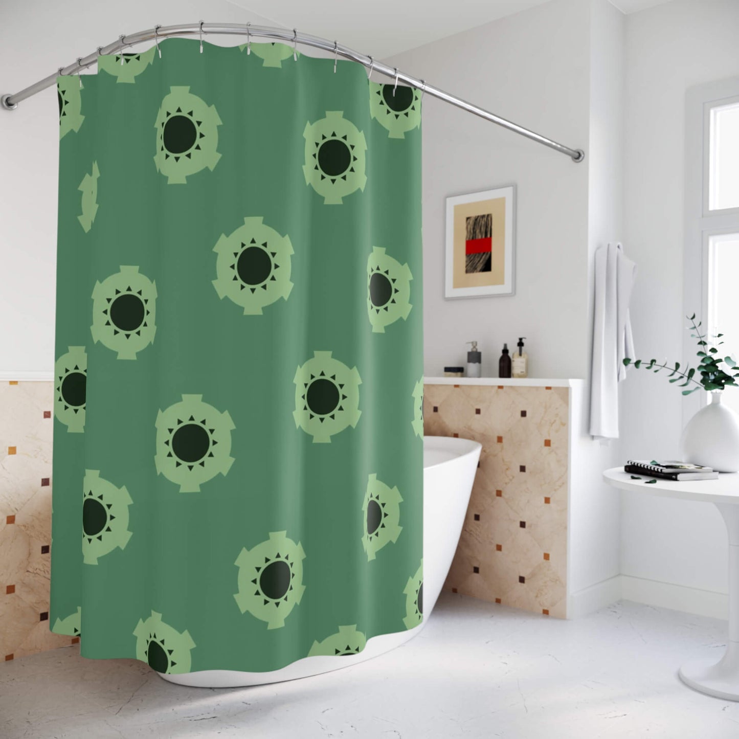 Roronoa Zoro Wano Pattern One Piece Shower Curtains