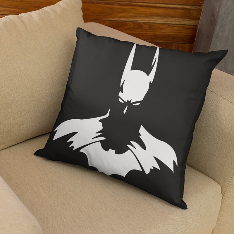 Batman Dark Night Sketch Embossed Comic Throw Pillow