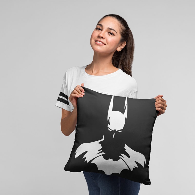 Batman Dark Night Sketch Embossed Comic Throw Pillow