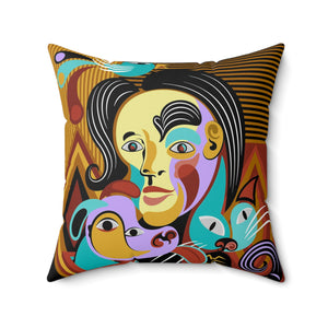 Abstract Cubism Art Spun Polyester Square Pillow