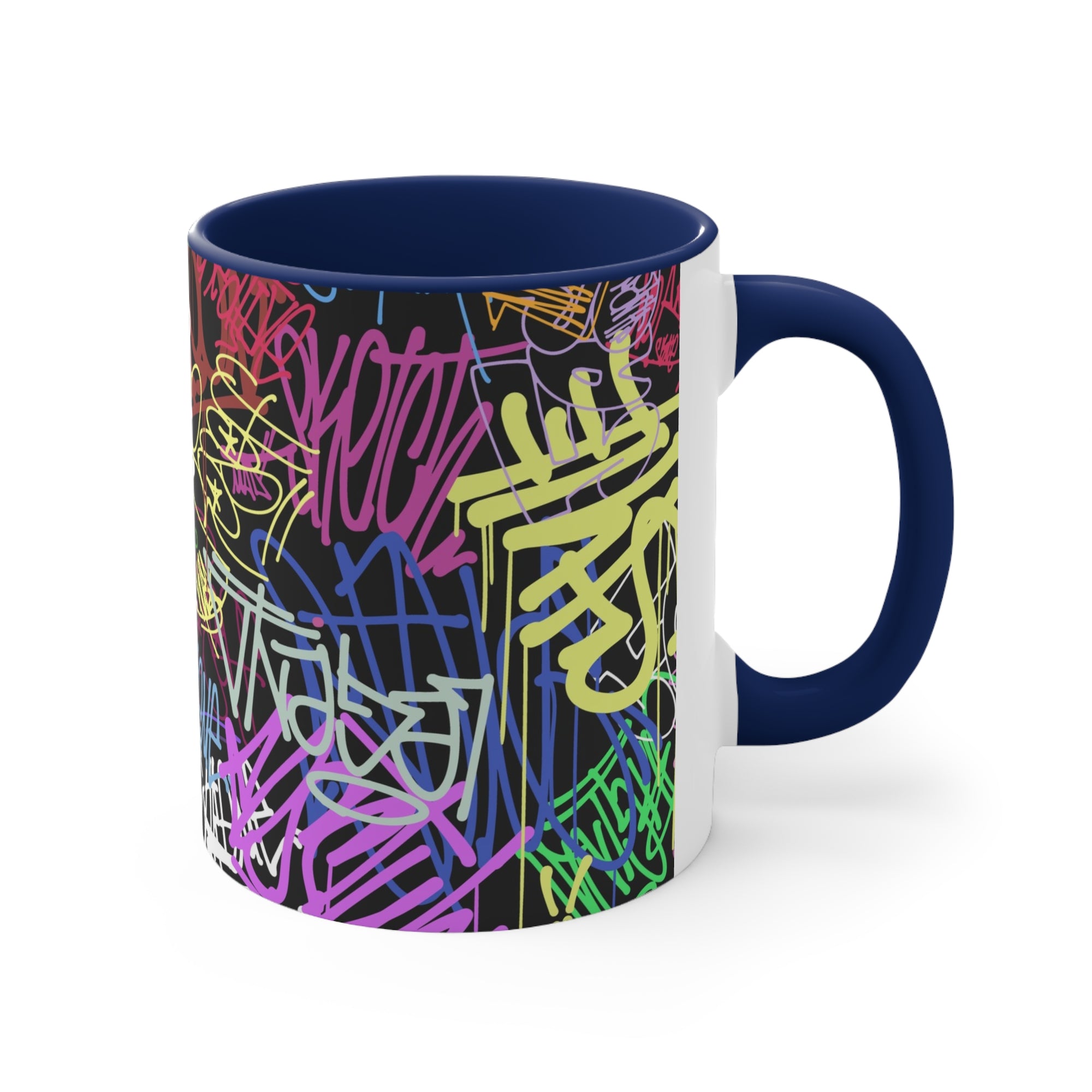 All Over Brushed Strokes Graffiti Accent Coffee Mug, 11oz