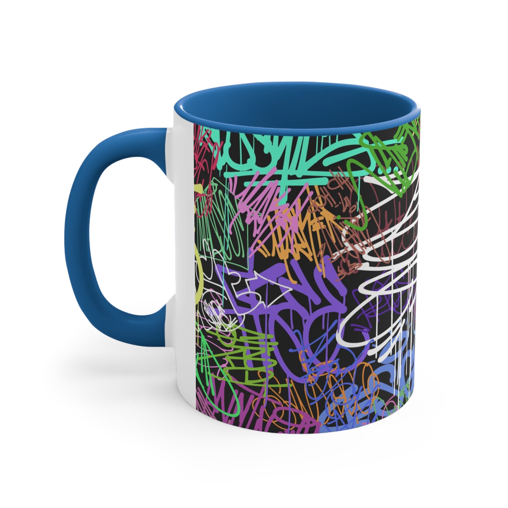 All Over Brushed Strokes Graffiti Accent Coffee Mug, 11oz