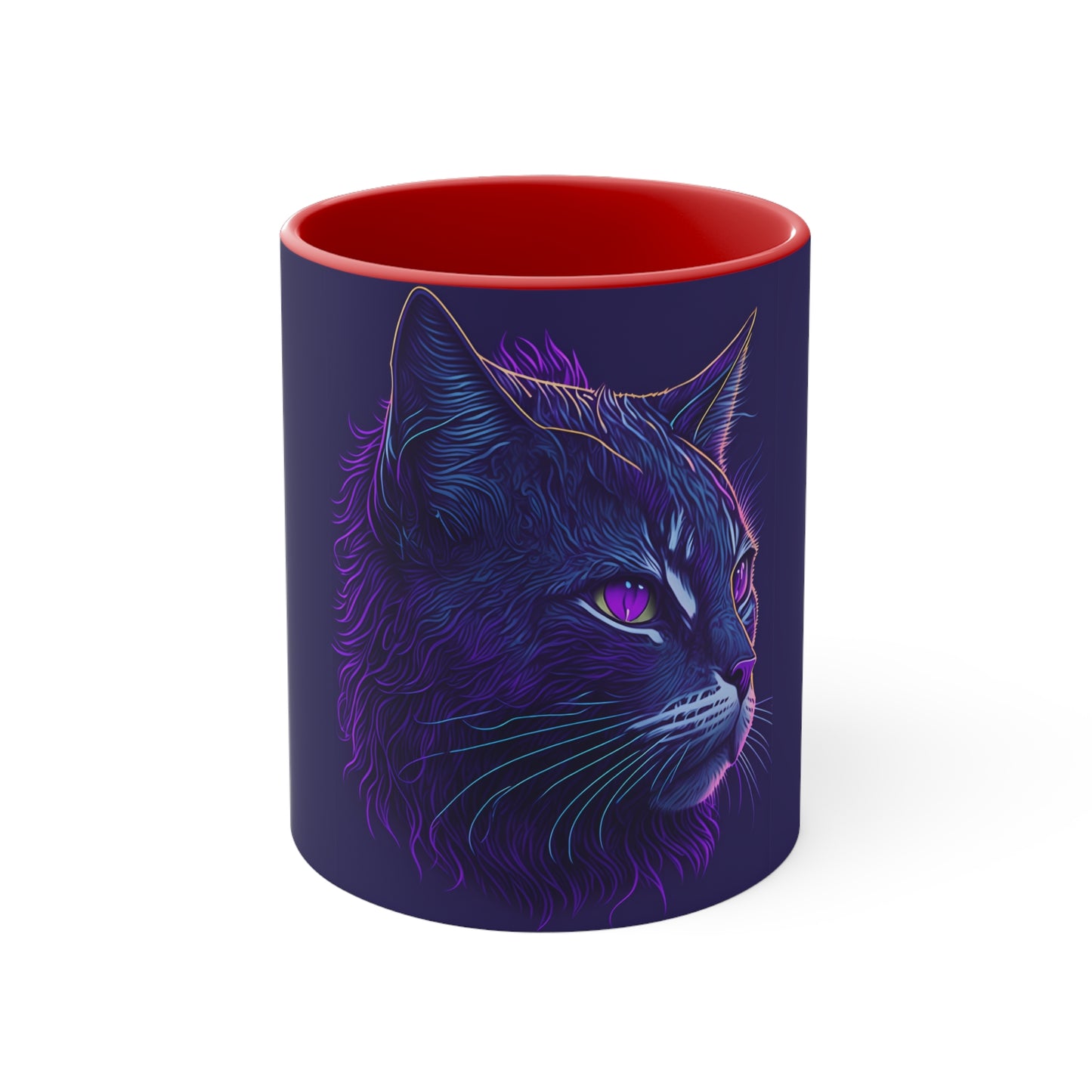Colorinfused Cat Art Accent Coffee Mug, 11oz