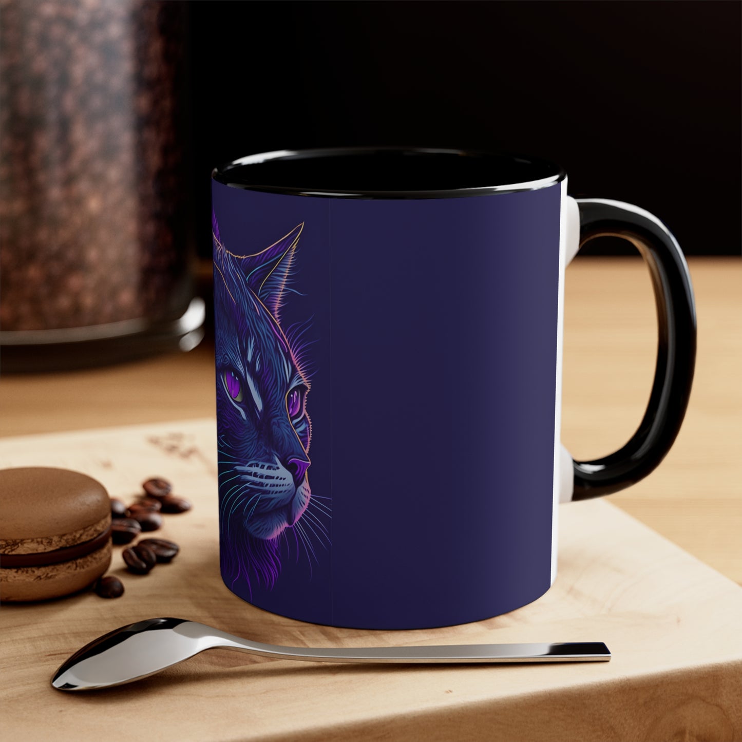 Colorinfused Cat Art Accent Coffee Mug, 11oz